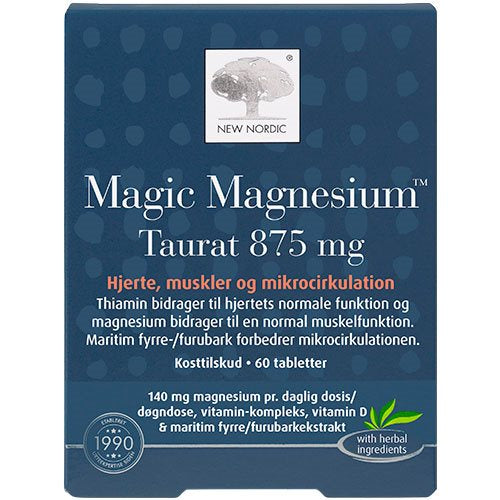 Se New Nordic Magic Magnesium Taurat 60 tabl. ✔ Kæmpe udvalg i New Nordic - Køb online på udsalg og tilbud lige nu ✔ Meget billig fragt og hurtig levering - Varenummer: Helsegrossisten-45181 og 5021807013906 på lager - Udsalg på Kosttilskud > Energi > D-Vitamin Spar helt op til 57% - Over 739 kendte mærker på udsalg