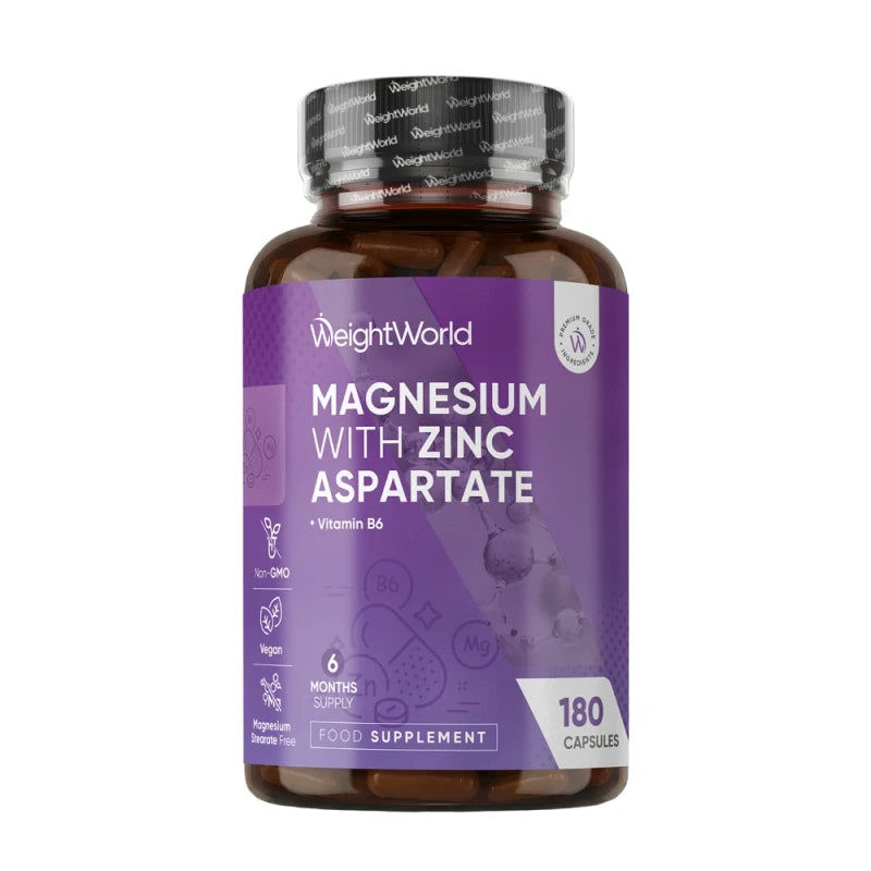 WeightWorld Magnesium with Zinc Aspartate, kosttilskud med magnesium, zink og vitamin B6