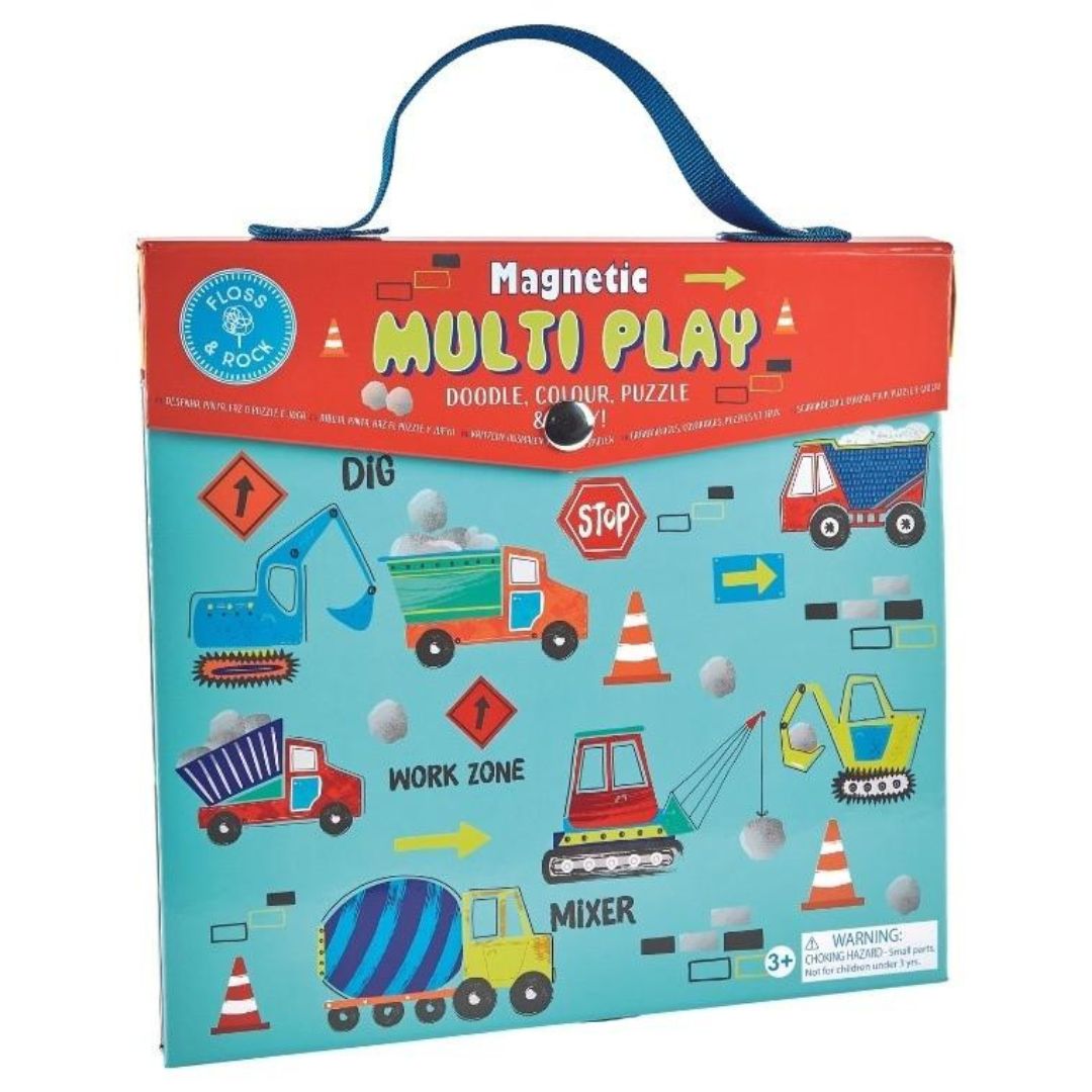 Magnetisk multi-legesæt med byggeplads fra Floss & Rock til rejsen