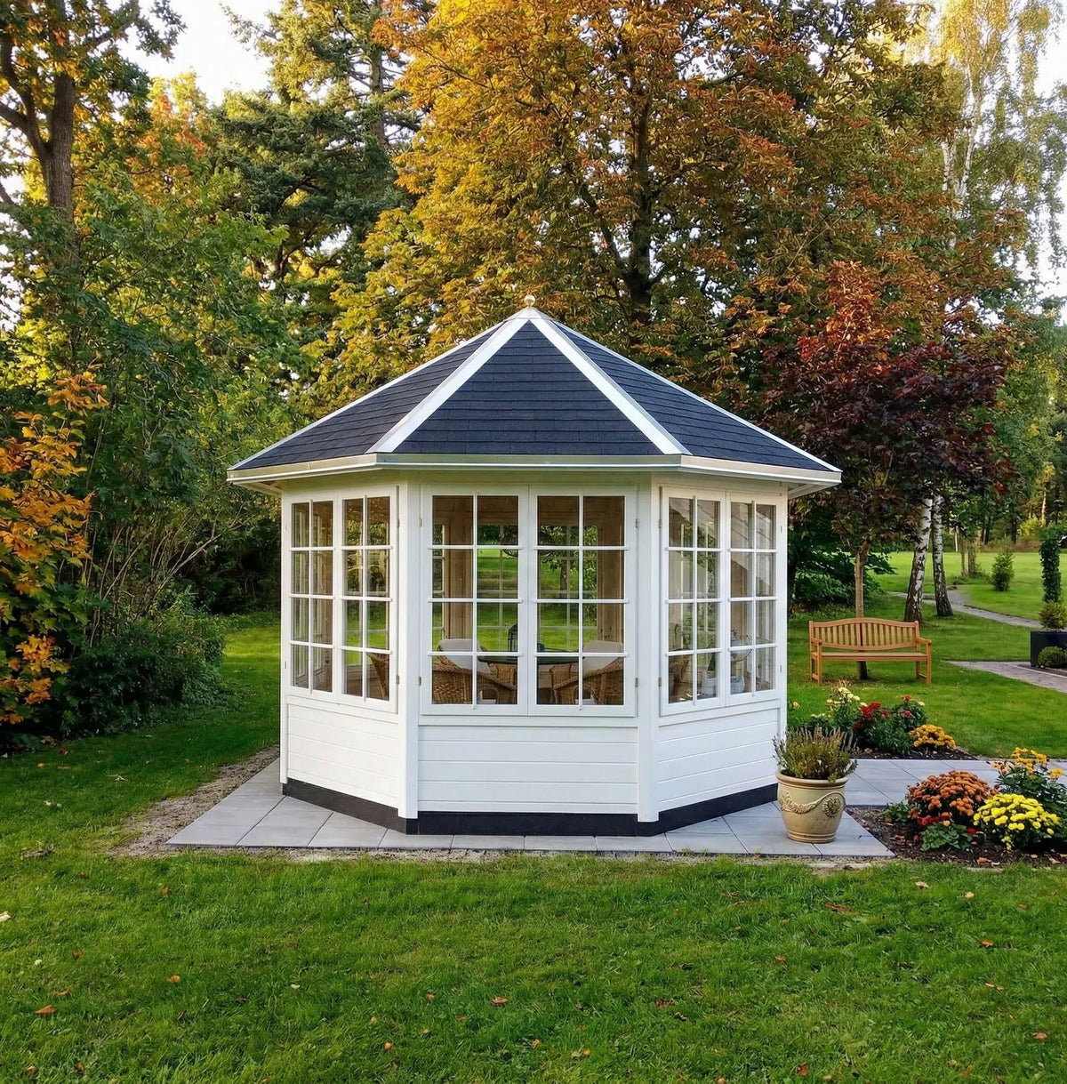 Havepavillon Magrethe 7 på 9,3 m² fra Sølund Huse med 7 vinduespartier
