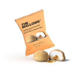 The Mallows karamelfyldte skumfiduser med passionsfrugt og havtorn og hvid chokolade