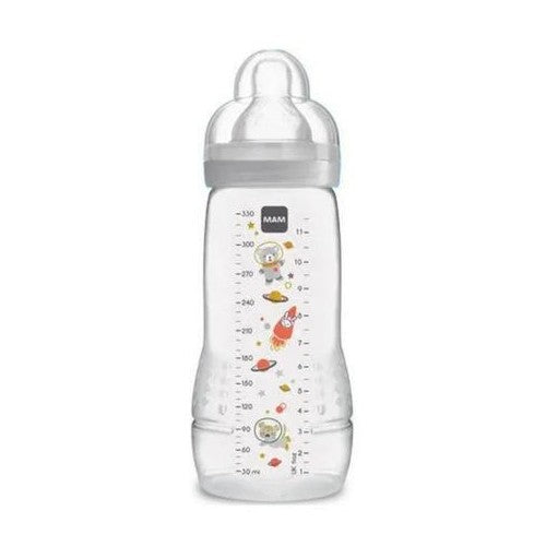 Mam Easy Active sutteflaske på 330 ml i neutral farve med tryk på siden
