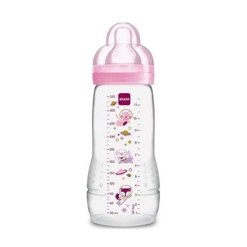 Mam Easy Active sutteflaske 330 ml i pink med tryk
