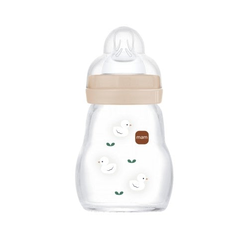 MAM Feel Good glassutteflaske på 170 ml med blød silikonesut
