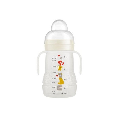 MAM Trainer drikkeflaske på 220 ml i neutral farve med tryk