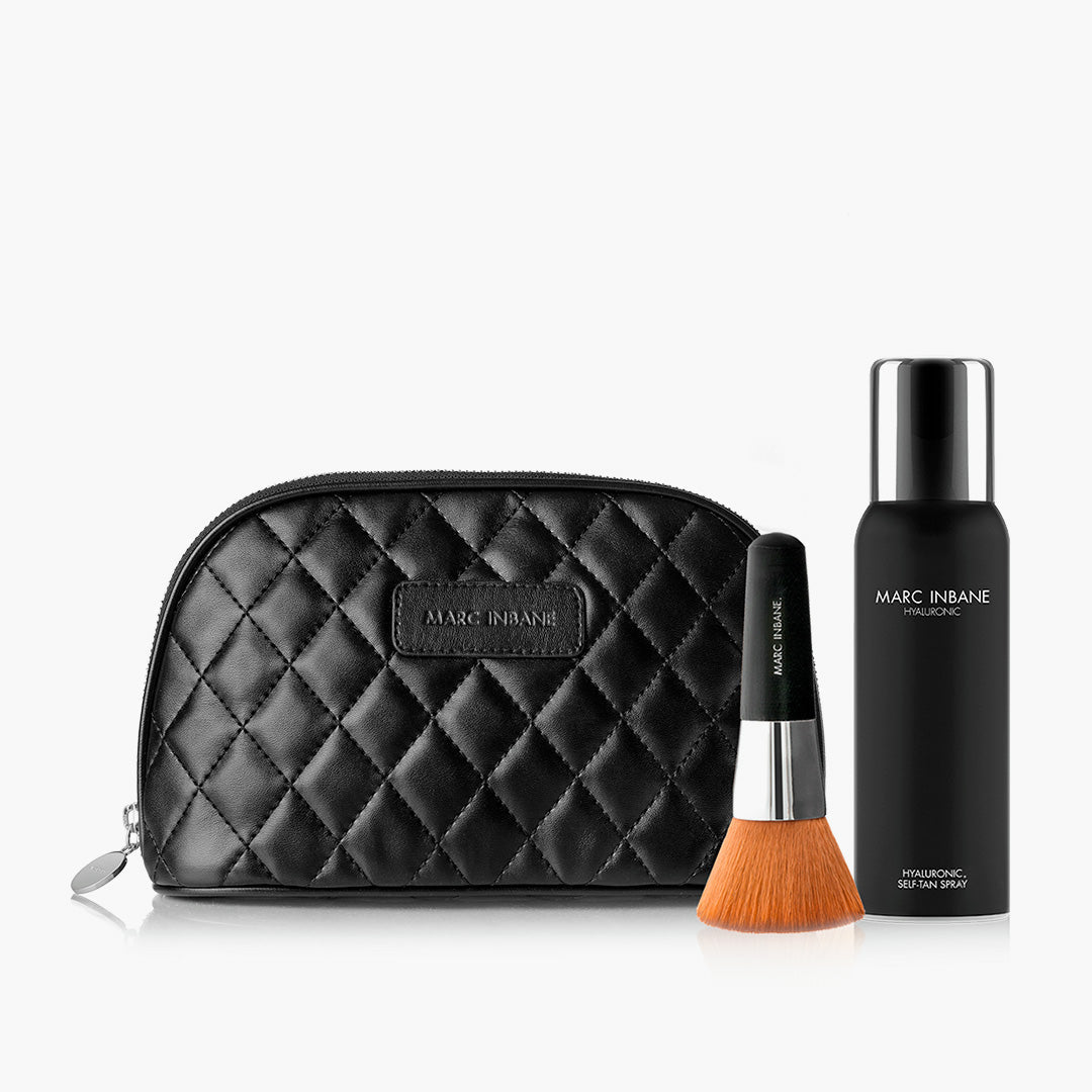 La Beauté Set Hyaluronic Travel Set fra Marc Inbane med selvbruner og børste