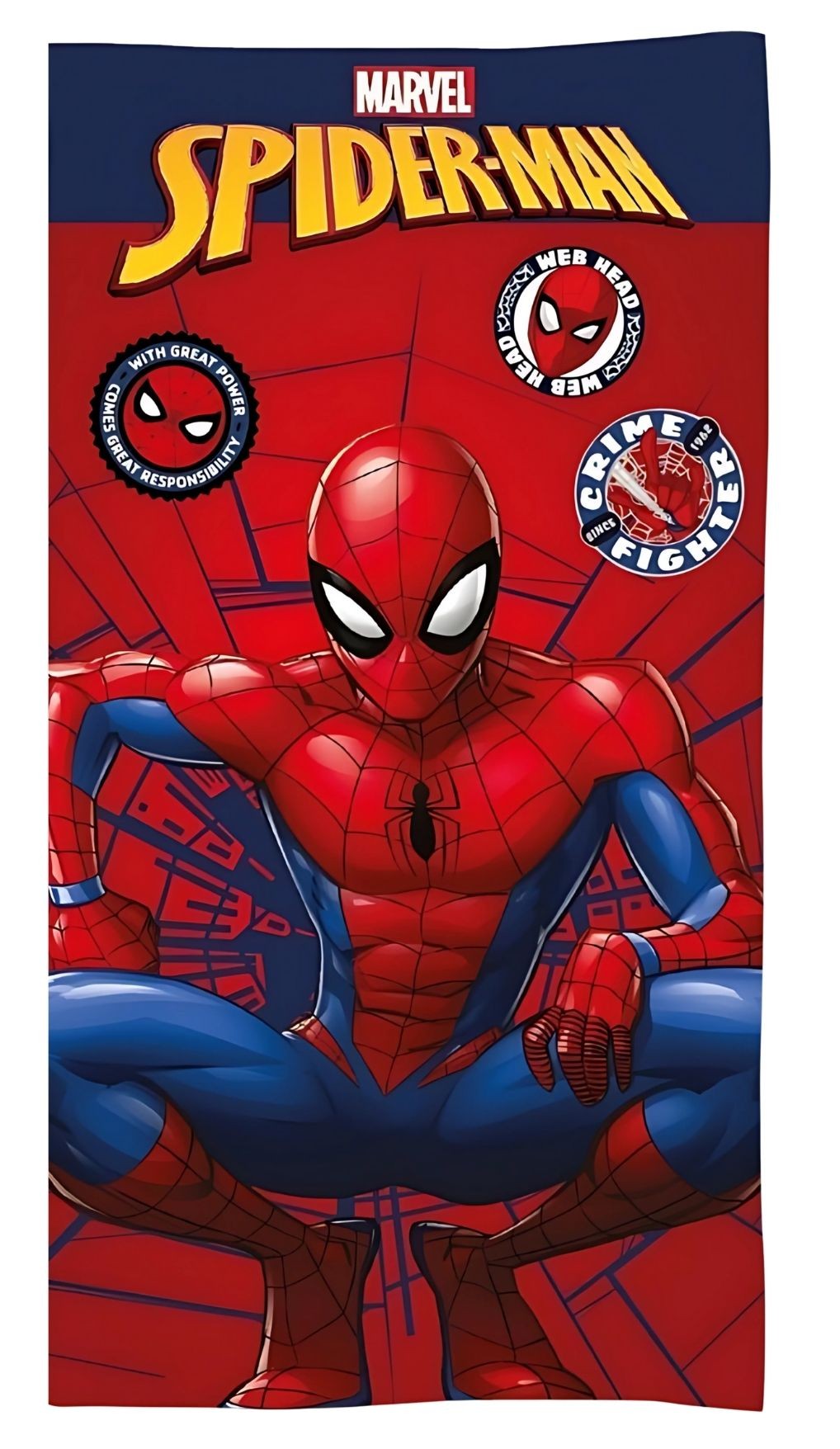 Børnebadehåndklæde med Marvel Spiderman-motiv i bomuld, 70 x 140 cm