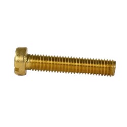 Maskinskrue M6 x 40 mm i messing med lige kærv og delgevind