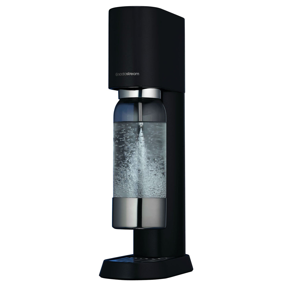 Sort Sodastream EnsÅ sodavandsmaskine i rustfrit stål på en køkkenbordplade