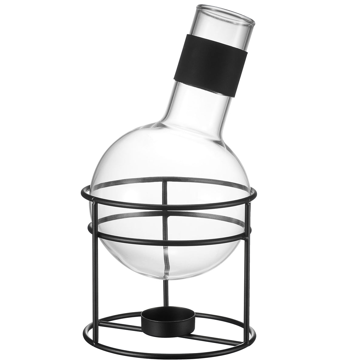 Dorre Glora gløggkolbe i glas med sort stativ af smedejern, 1,3 liter