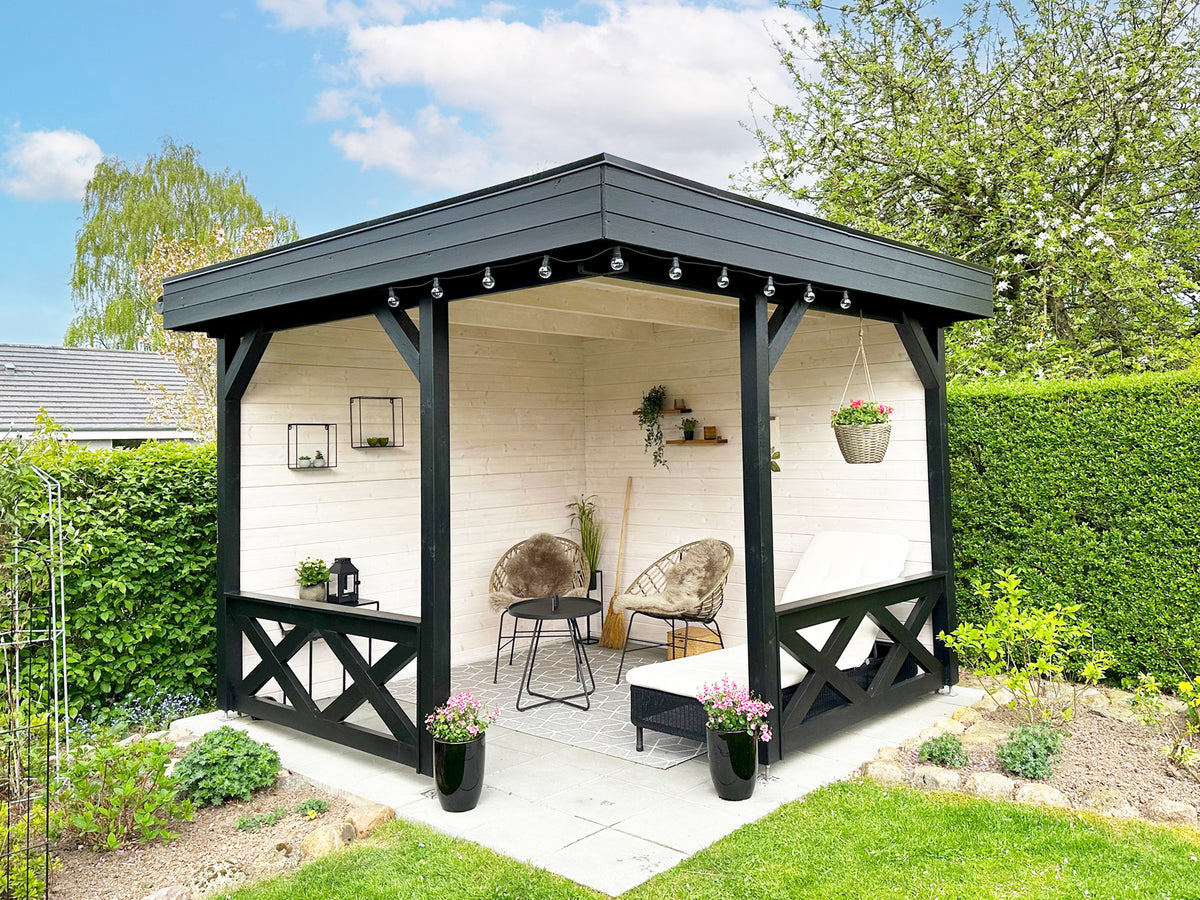 Mette 2 halvåben lounge-pavillon på 3 x 3 m i moderne design