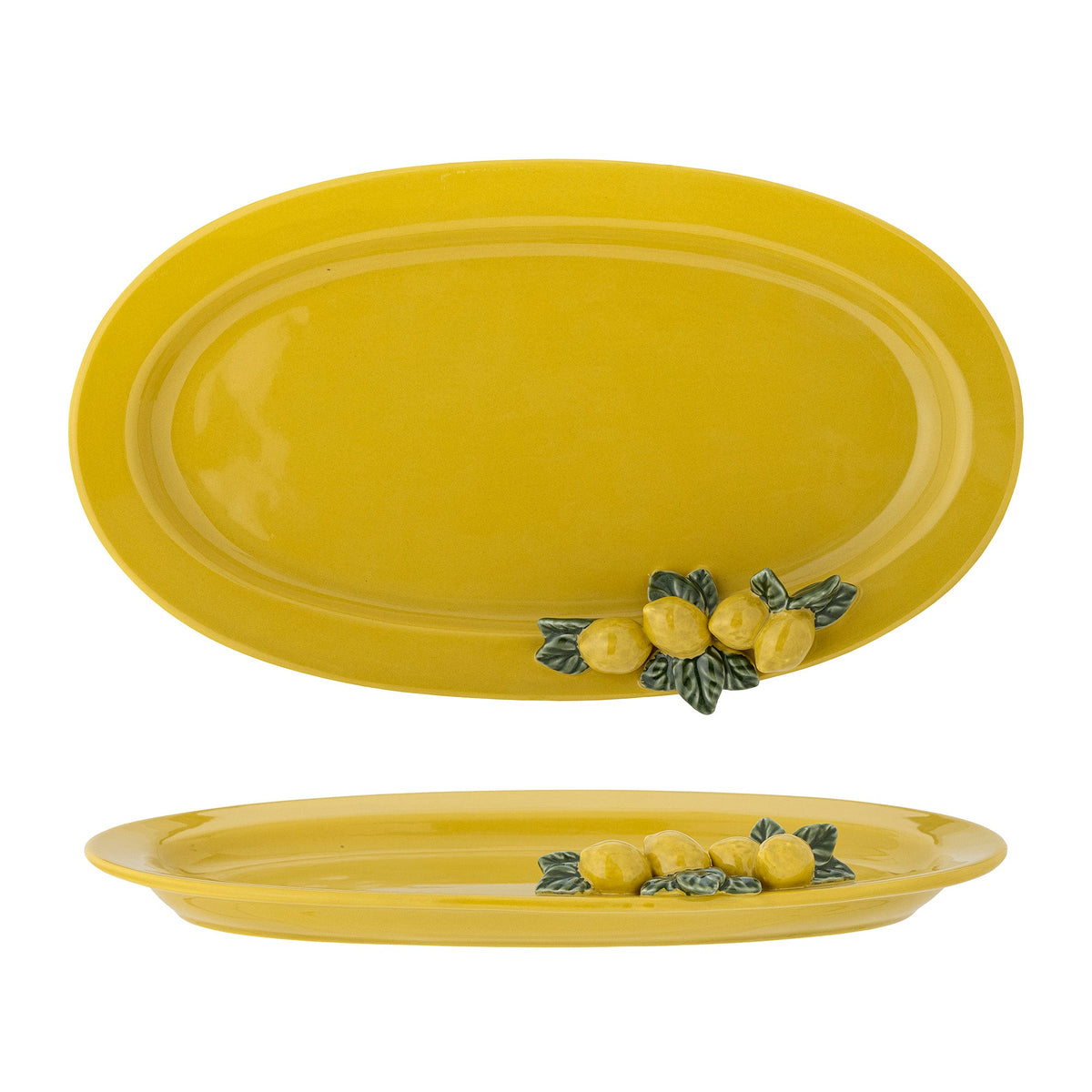 Creative Collection Limone serveringsfad i gul stentøj med ophøjede citroner