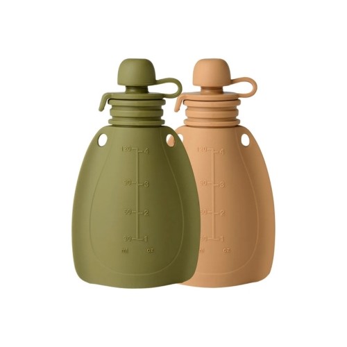 Mininor smoothie pouch i silikone, 2-pak, i Moss Green og Roe Deer