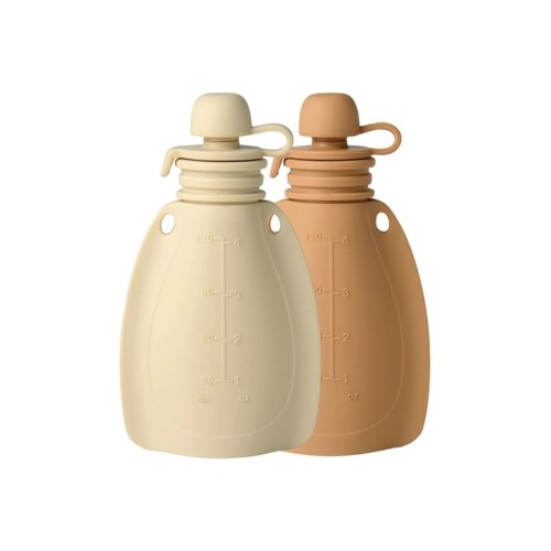Mininor smoothie pouch i silikone i et 2-pack med motiv af kanin og rådyr