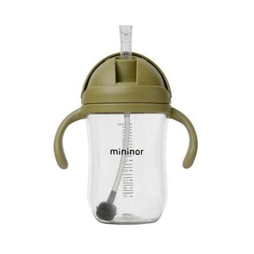 Mininor drypfri sugerørskop på 330 ml i mosgrøn med håndtag