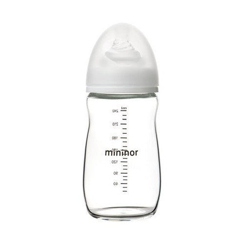 Mininor sutteflaske i glas på 240 ml med bred hals