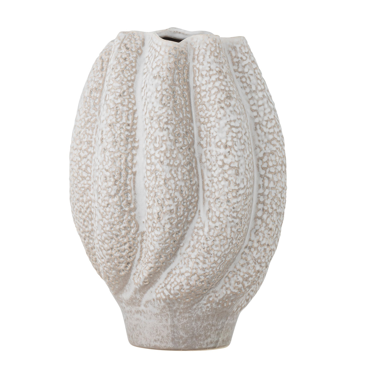 Cove vase i hvid stentøj med swirl-form fra Bloomingville