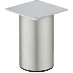 Tykt rundt møbelben i aluminium Ø60 mm med monteringsplade og sort glider
