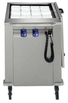 Zanussi mobil tallerkendispenser med varme i rustfrit stål på hjul, 550 x 550 mm