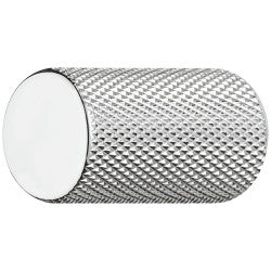 Møbelknopgreb i forkromet poleret aluminium med grov ruflet overflade fra Haefele