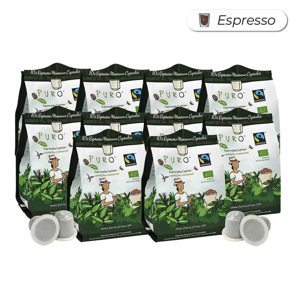Puro Monsoon espresso kaffekapsler, pakke med 100 stk.