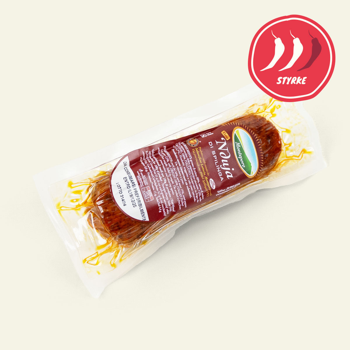Monteporo Nduja Salame di Spilinga, fast salame til pizza