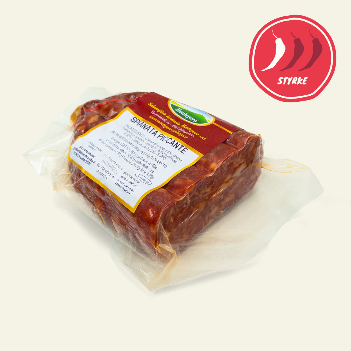 Monteporo Spianata Piccante, flad krydret italiensk salami