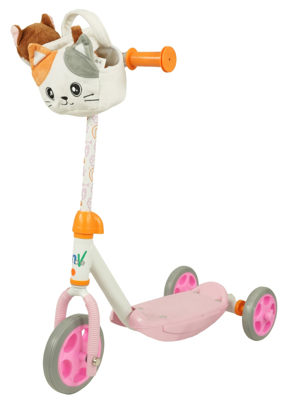 MoVe Pets2Go 3-hjulet løbehjul med plyskat og aftagelig taske