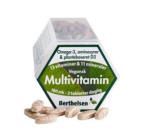 Se Berthelsen Multivitamin Vegansk 180 tab. ✔ Kæmpe udvalg i Dansk Farmaceutisk Industri - Køb online på udsalg og tilbud lige nu ✔ Super billig fragt og lynhurtig levering - Varenummer: Helsegrossisten-52294 og 5701629050975 på lager - Udsalg på Sundhed > Mærker > Vitaminer Spar helt op til 79% - Udsalg på produkter fra mere end 2.739 mærker