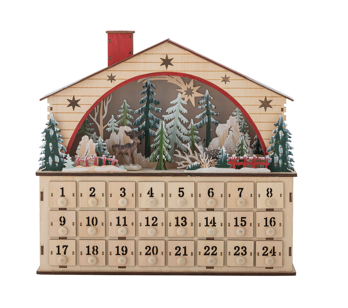 Bloomingville Melvin kalender med lys i natur krydsfiner