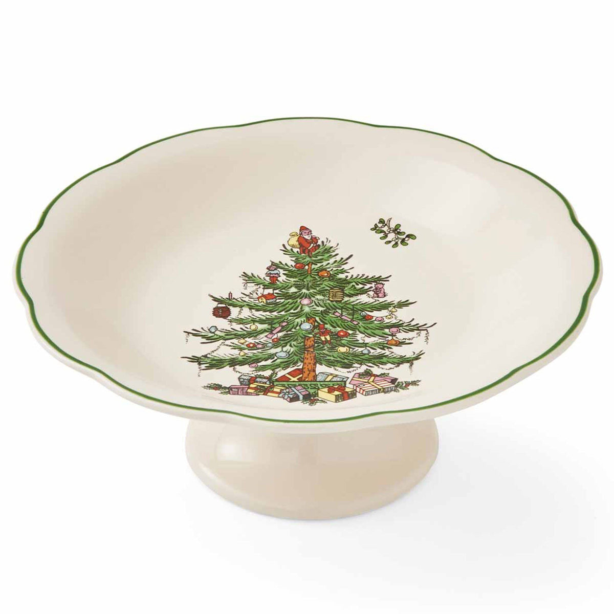 Spode Christmas Tree slikskål på fod til servering af julegodter