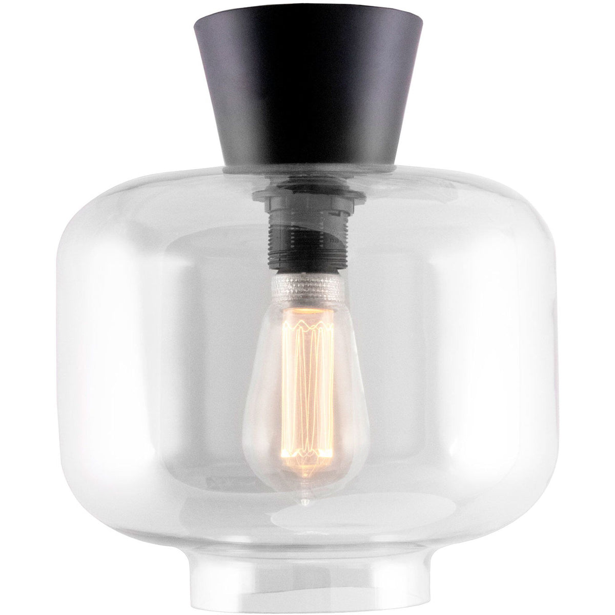 Globen Lighting Ritz plafond i klart glas med matsorte detaljer