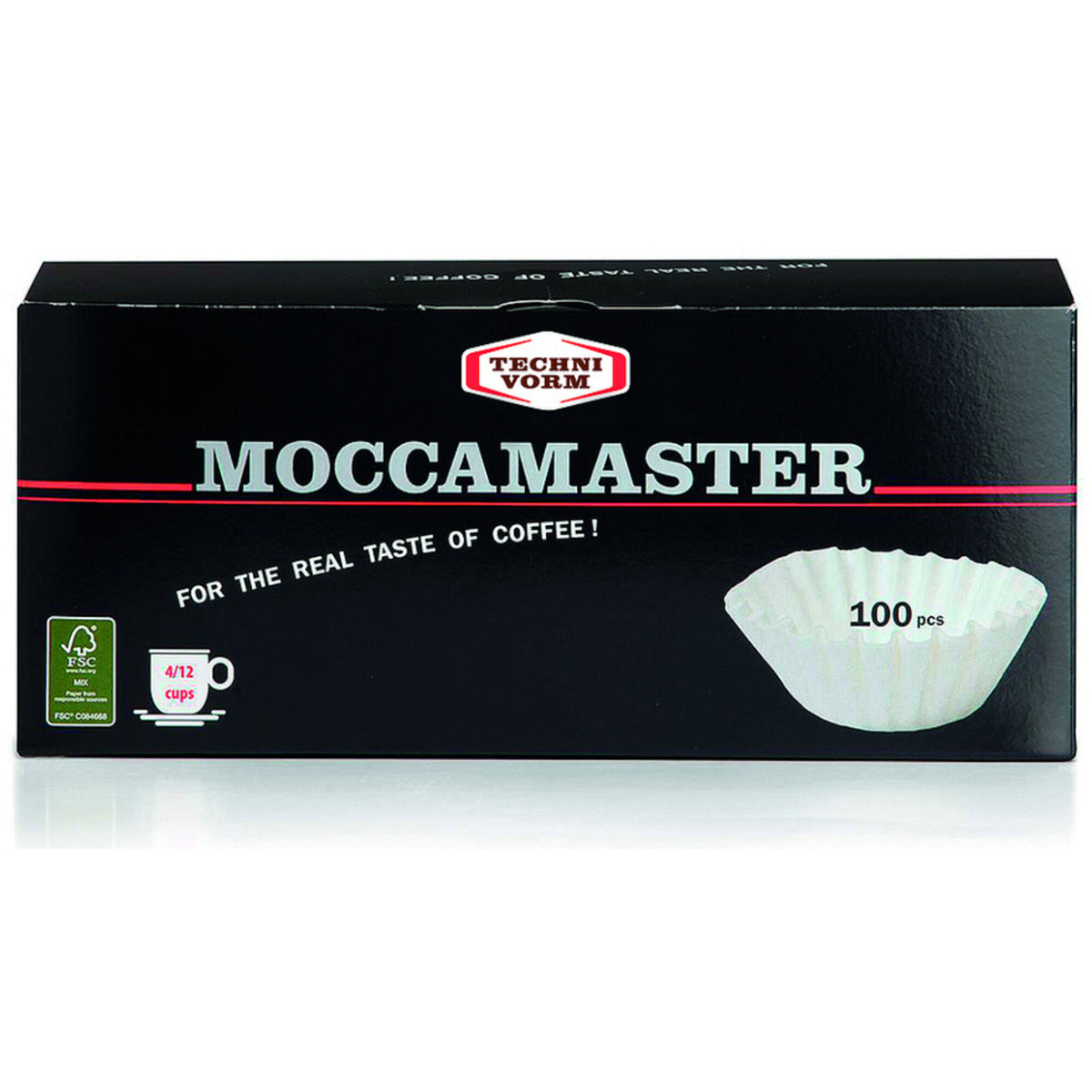 Pakke med runde hvide kaffefiltre fra Moccamaster, 110 mm i diameter