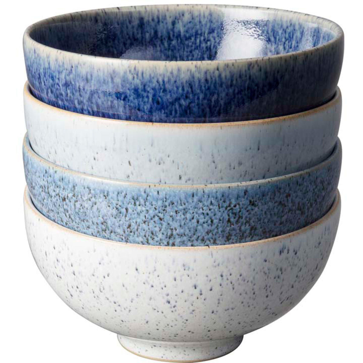 Fire små Denby Studio Blue skåle på 13 cm med råt design