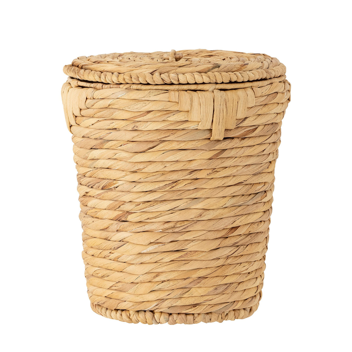 Naturfarvet Peri kurv med låg og flettet løkkehåndtag i vandhyacint fra Bloomingville
