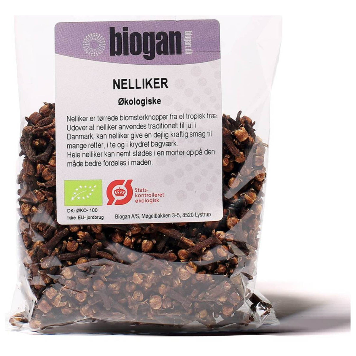 Pakke med 75 gram hele økologiske nelliker fra Biogan