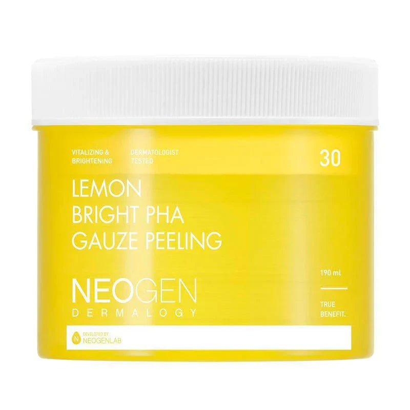 Neogen Lemon Bright PHA Gauze Peeling, eksfolierende pads i 190 ml beholder