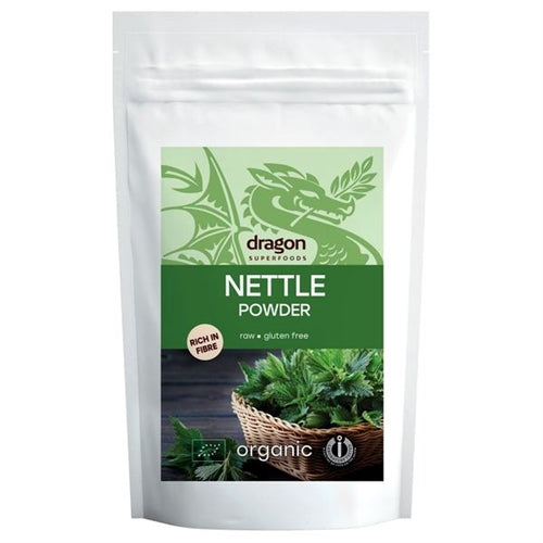 Pakke med økologisk brændenælde pulver, 150 gram, fra Dragon Superfoods