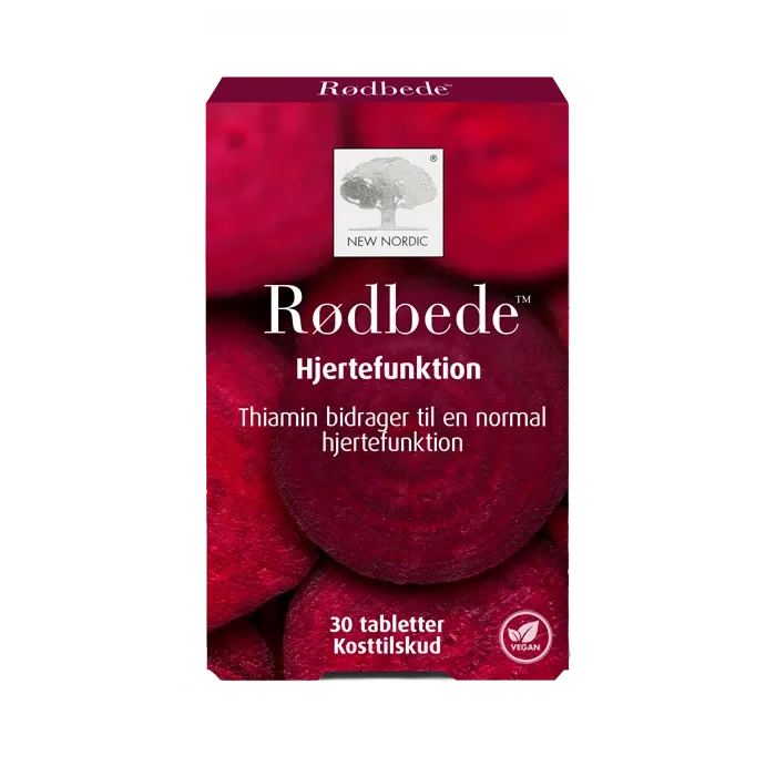 New Nordic Rødbede kosttilskud, pakning med 30 veganske tabletter
