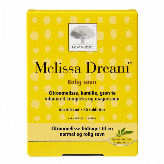 Pakning med New Nordic Melissa Dream kosttilskud, 60 tabletter