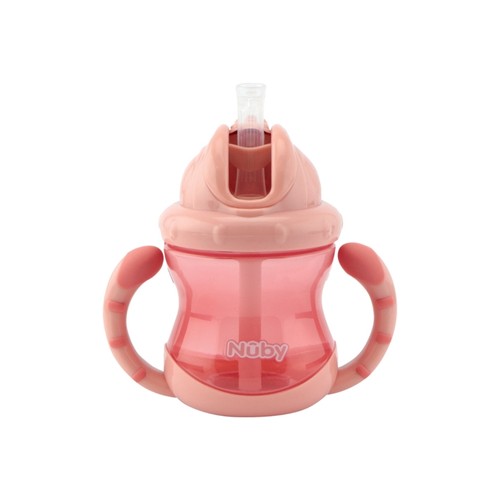 Pink Nüby Flip-it drikkekop med sugerør og to håndtag til børn fra 12 måneder