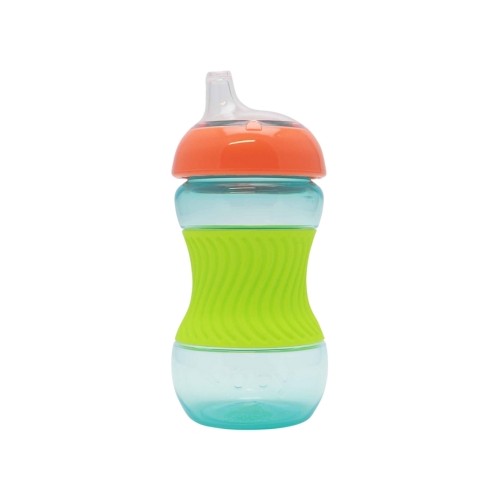 Grøn Nüby mini grip kop med silikonebånd til børn fra 4 måneder