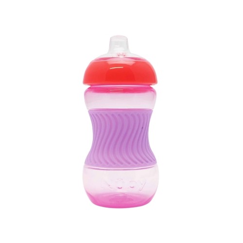 Pink Nüby Mini Grip kop med silikonebånd til børn fra 4 måneder