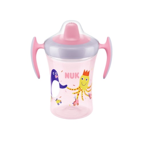 Rød Nuk Evolution Trainer Cup drikkekop med to håndtag og låg med tud