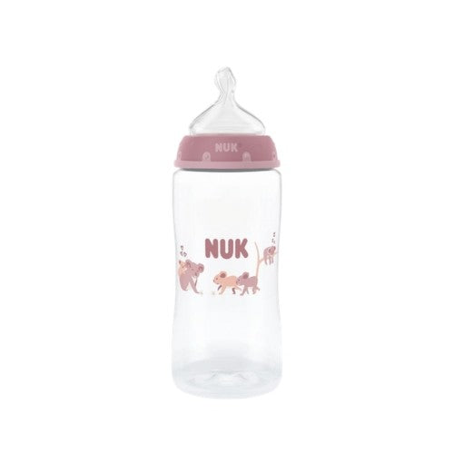 NUK First Choice sutteflaske på 300 ml med temperaturkontrol og blød silikonesut