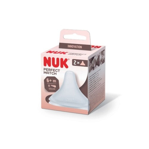 NUK Perfect Match flaskesut i silikone, 2-pak, anti-kolik, til 6+ måneder