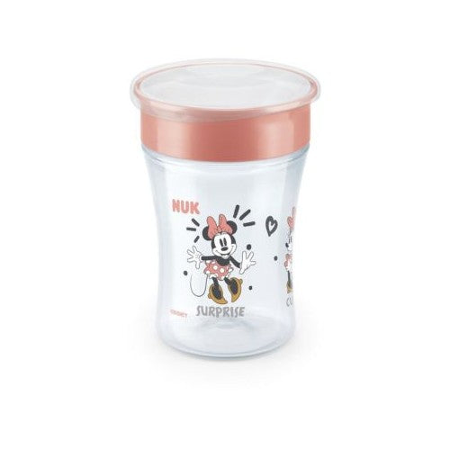 NUK Disney Mini Magic Cup drikkekop i rød Minnie-udgave med transparent låg