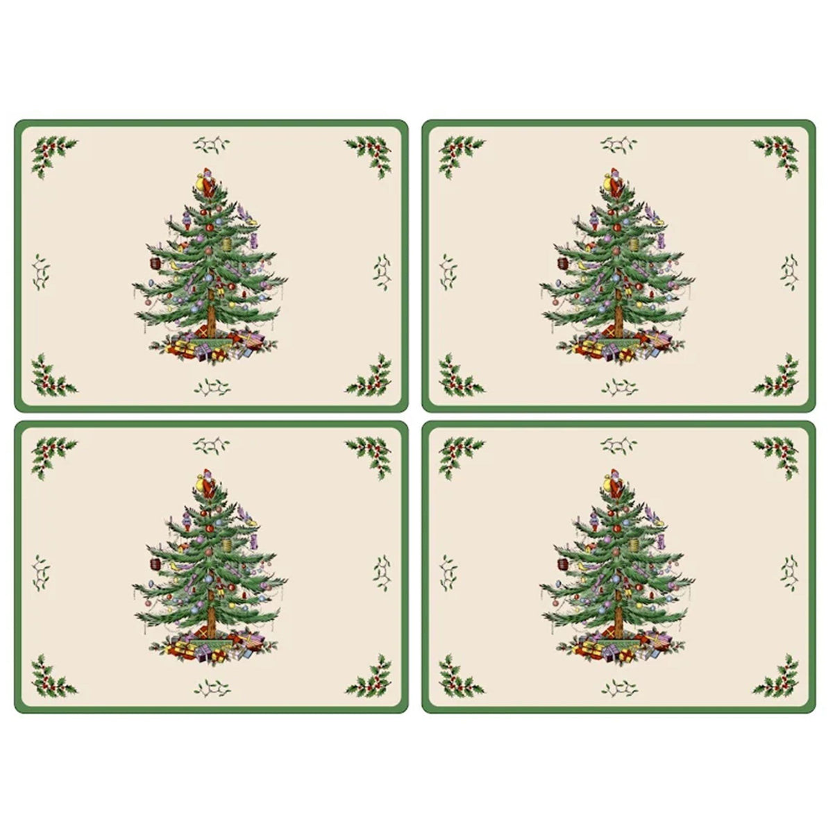 Sæt med fire Spode Christmas Tree bordskånere med juletræsmotiv