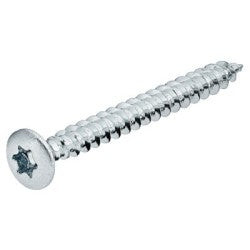 Spånpladeskrue med lindsehoved og Torx TS15 i forniklet stål, diameter 3,5 mm, fra Haefele