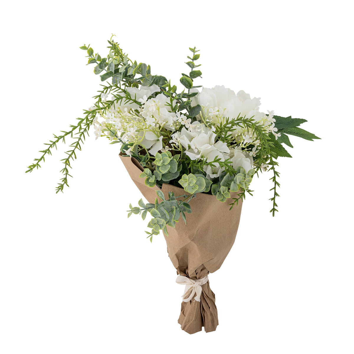 Lustre buket fra Bloomingville med hvide kunstige blomster, Ø23 × H43 cm